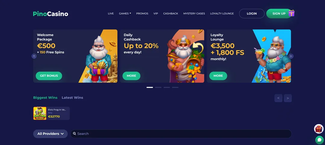 Pino Casino sign up een computer