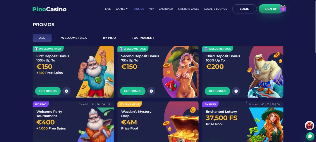 Pinocasino bonus systeem