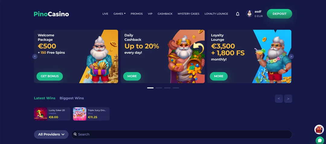 Pino casino registratie en verificatie